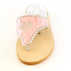 Monogrammed Sandal in Pink Croc with Silver Pink Croc with Silver Monogrammed Apparel & Accessories > Shoes > Sandals > Thongs & Flip-Flops