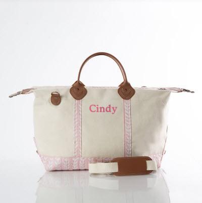 Monogrammed Block Print Weekender Bag Powder Pink  Luggage & Bags > Suitcases > Carry-On Luggage