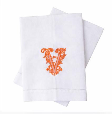 Monogrammed Linen Hand Towels Set of 2  Home & Garden > Linens & Bedding > Towels